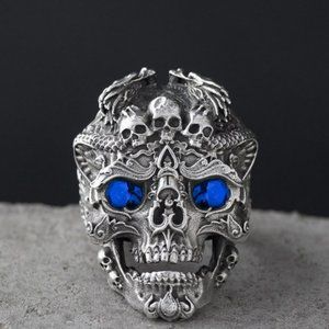 New Blue Eye Skull Ring